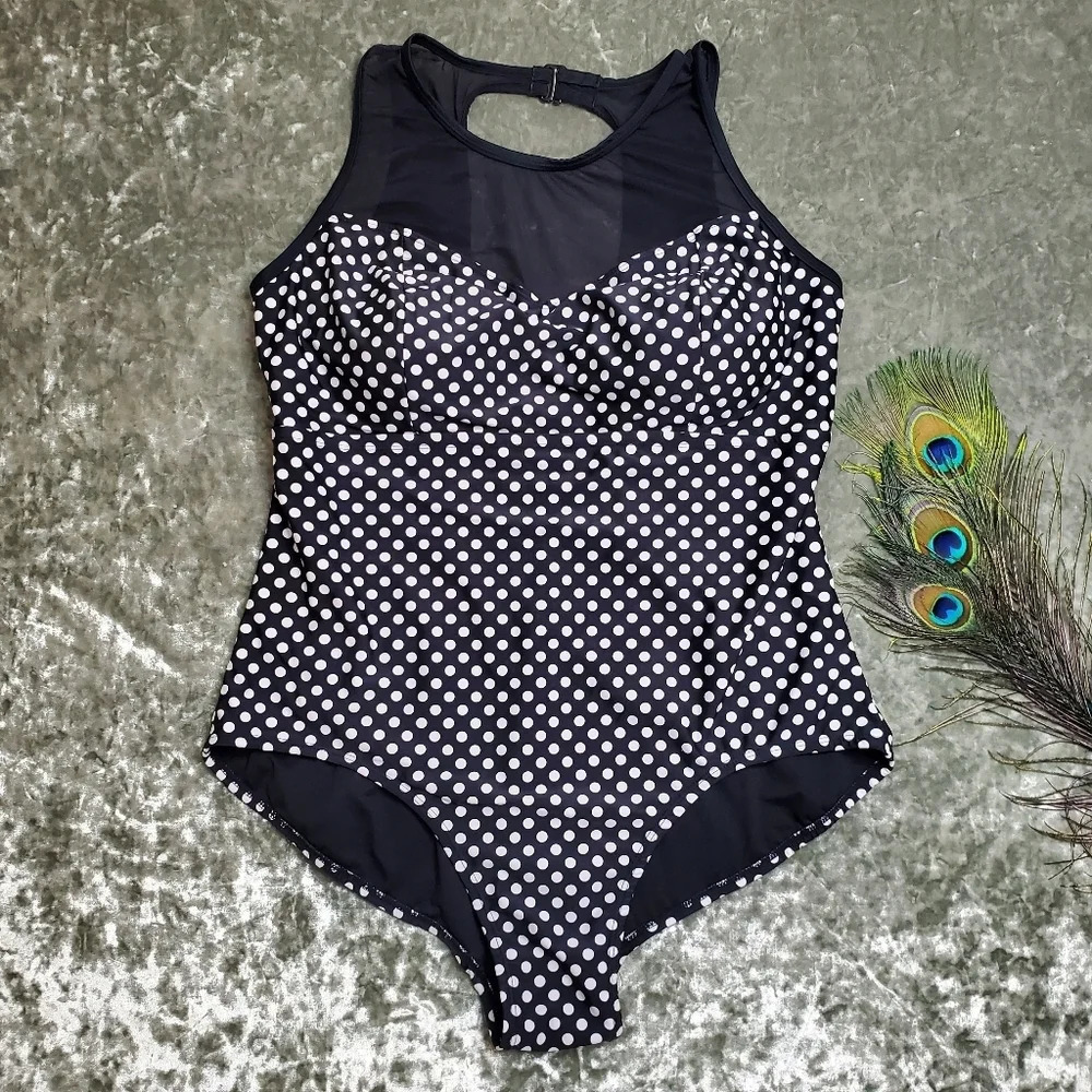 Catalina Polkadot Mesh One-Piece Swimsuit